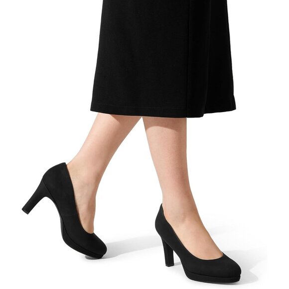 Dream Pairs Women's Black-nubuck Polyurethane Close Toe Low Kitten Heels Pump - Picture 6 of 7